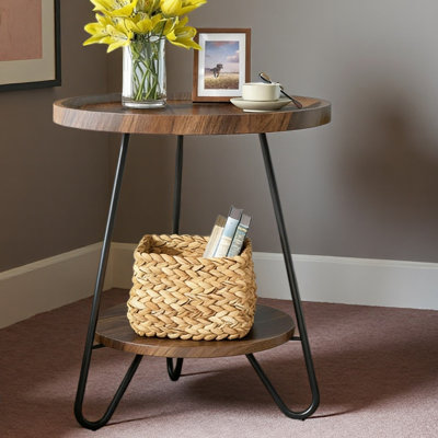 Table basse chic, table de canapé ronde, table d'appoint à 2 niveaux