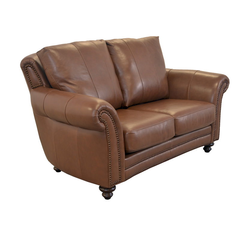Causeuse Stephie, Cuir véritable noyer Berkshire