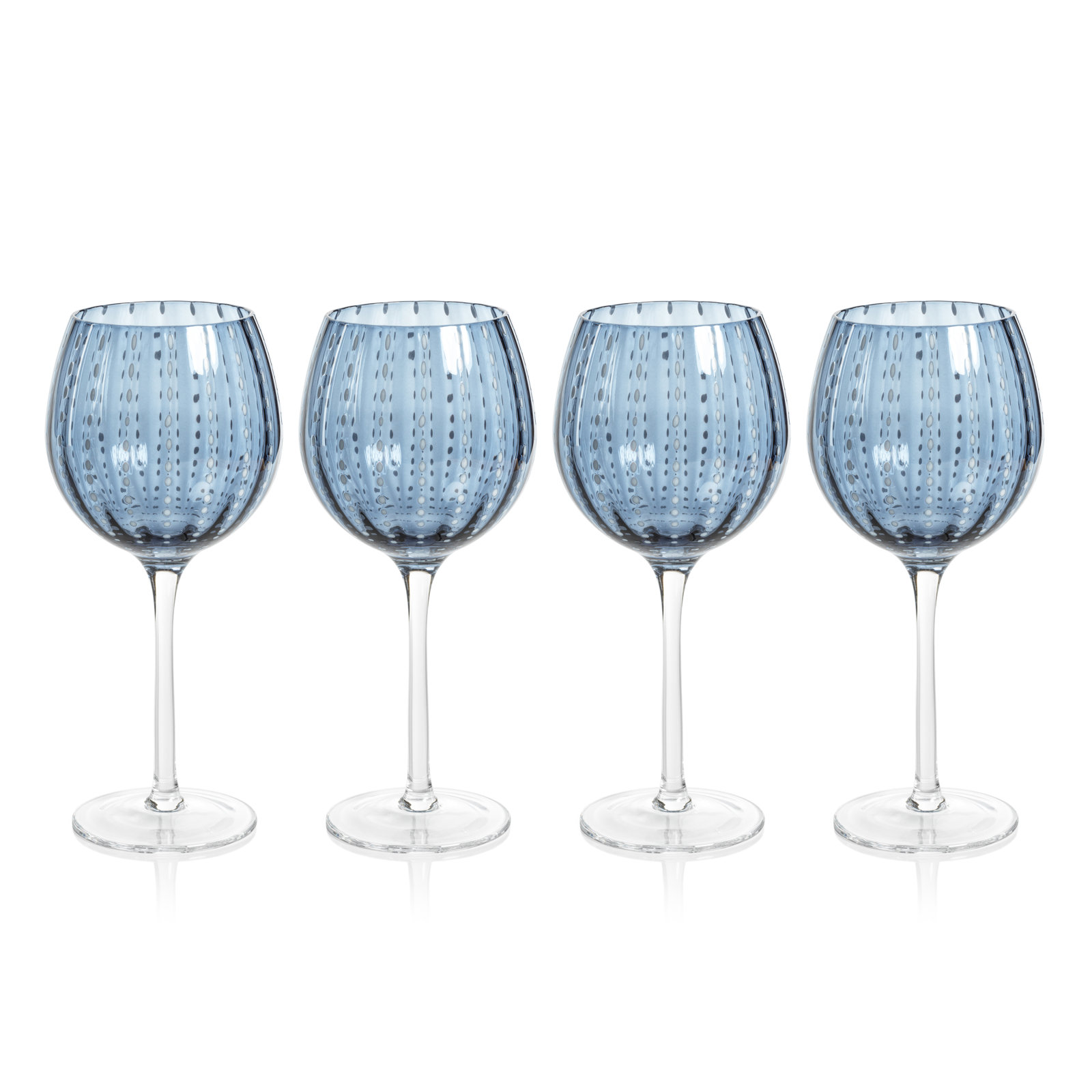 Pescara Dot Wine Glasses, Navy Blue