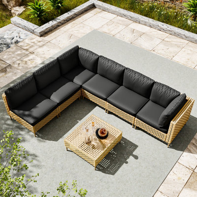 Keaghan 6 - Person Outdoor Seating Group with Cushions，Outdoor Conversation Set