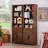 72In Tall Bookshelf 7 Tier Bookcase With Drawer And Barn Doors And Adjustable Shelves, Brown Farmhouse Book Shelf With Storage Cabinet, Wood Freestanding Display Bookshelves For Kitchen-1884977102