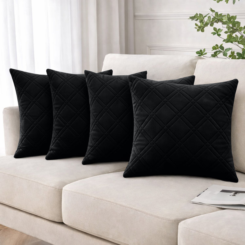 Geometric Square Throw Cushion Pad, Black