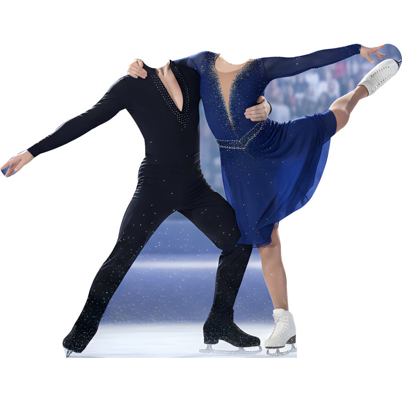 SS11356 Couple de danseurs sur glace se tenant debout en carton découpé debout