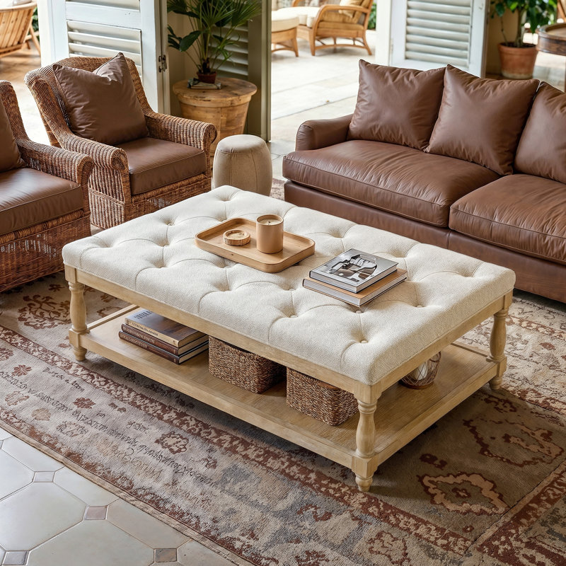 Repose-pieds l 43,7 po avec tablette de rangement inférieure et plateau supérieur