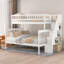 Lit simple superposé au dessus d'un lit double avec rangement, blanc-129523231
