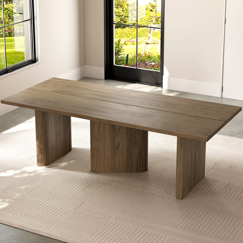 Table de salle à manger rectangulaire 85,03 po brun, grande table de cuisine moderne pour cuisine, bar et salon