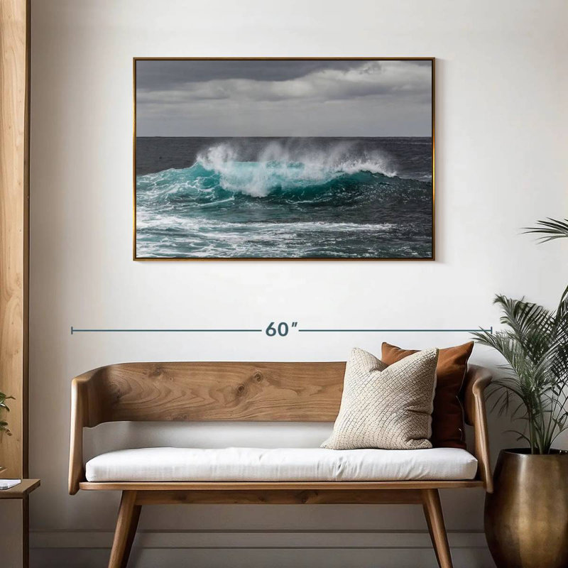 Ocean Wave Pop, Cadre flottant doré, 43 po x 29 po