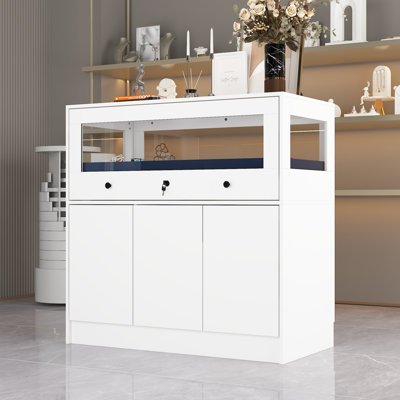 Elegant Jewelry Display Cabinet With Lock And Tempered Glass - 39.4" X 19.7" X 39.4"