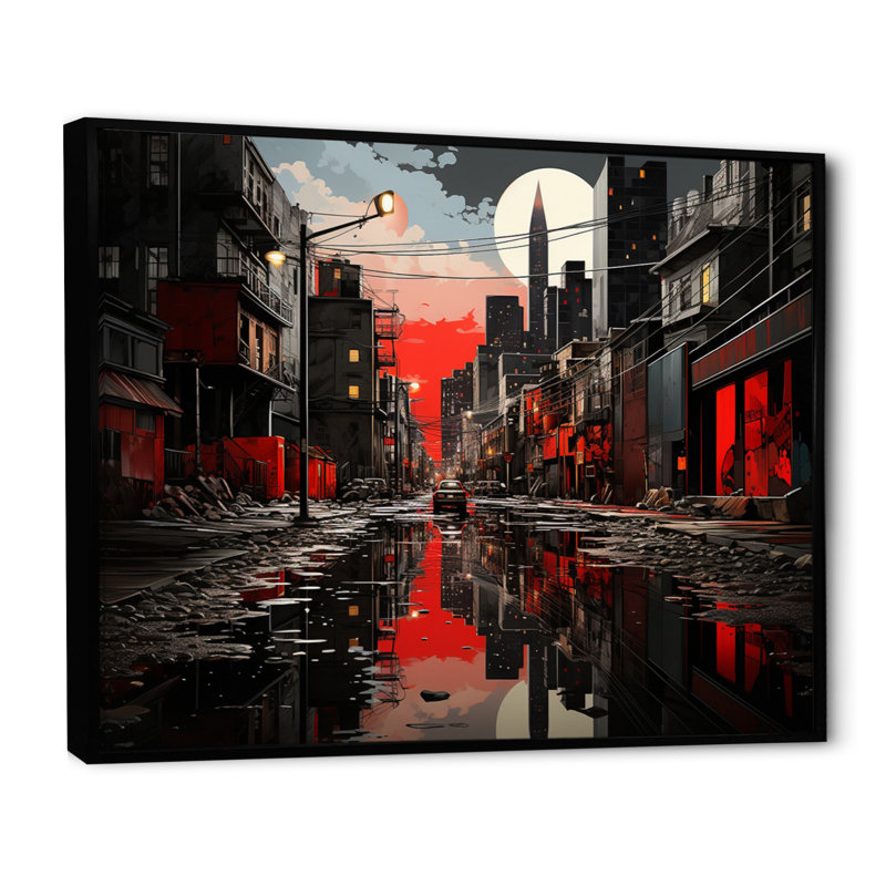 " Canada Urban Reflections I ", 30" H x 40" W x 1.5" D, Black Floater Framed