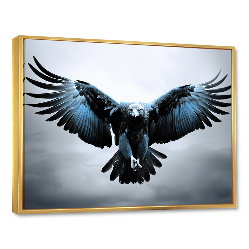 «Powerful Bold Eagle Sorage - Eagle», reproduction sur toile encadrée, H 34 po x l 44 po x P 1,5 po, Cadre flottant doré