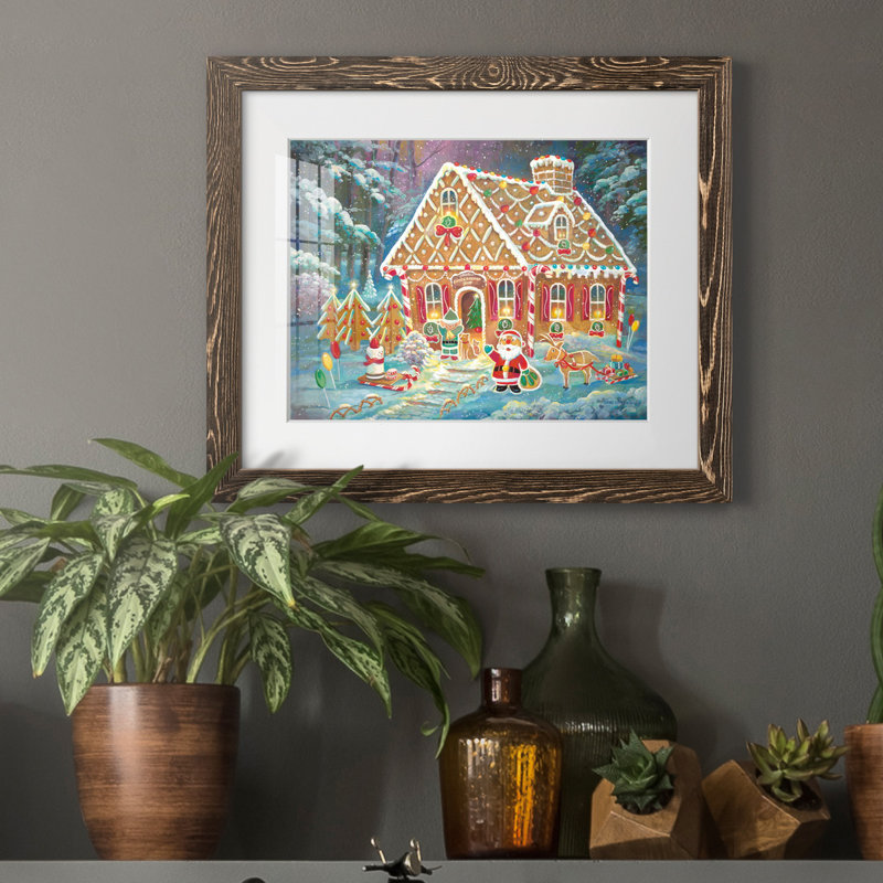 «Santa's Ginger Workshop» par J Paul, reproduction d'art sur papier encadrée, H 24 po x l 18 po x P 1,5 po