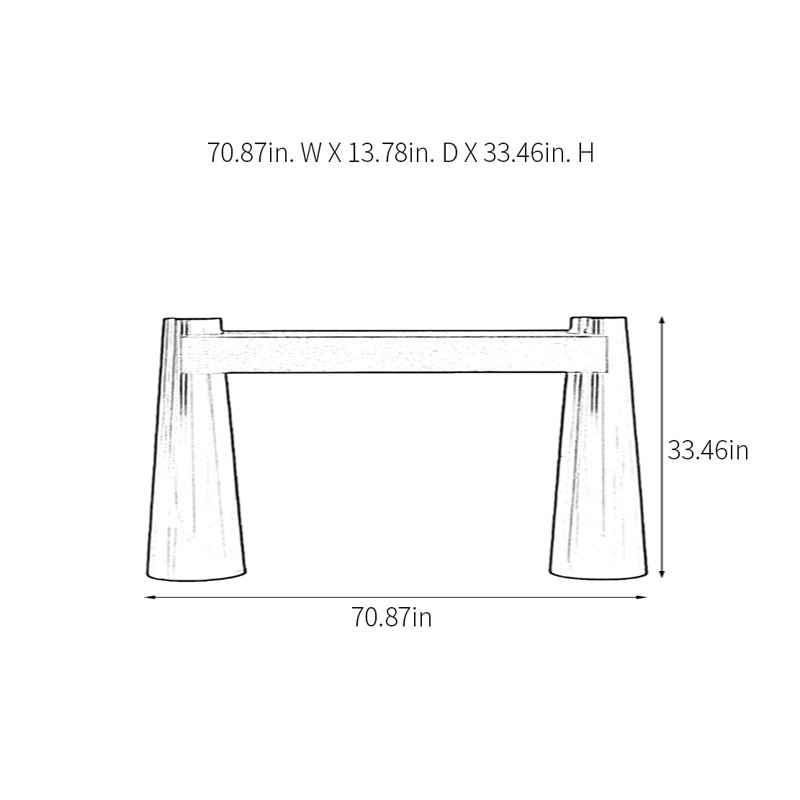 Modern Minimalist Console Table, 33.46" H x 70.87" W x 13.78" D