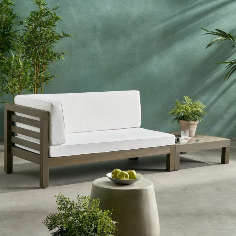 Banc d'extérieur en bois d'acacia Temikia, Gris foncé