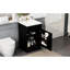 Meuble-lavabo de 20 po avec lavabo en céramique, noir. Armoire pour salle de bain. Bassin imperméable et fini teinté. Tablette de porte et tablette réglable. Armoire. Trop-plein en métal.-2025990965