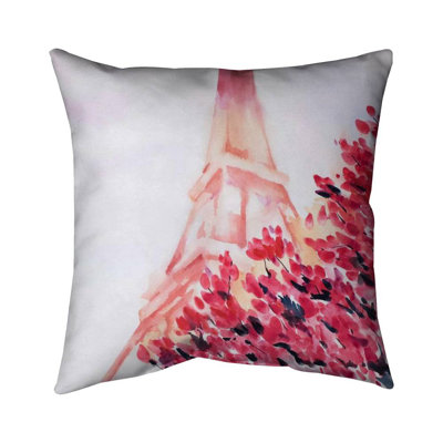 Pink eiffel tower - 26"x26" Throw pillow - Poly twill - Print on demand