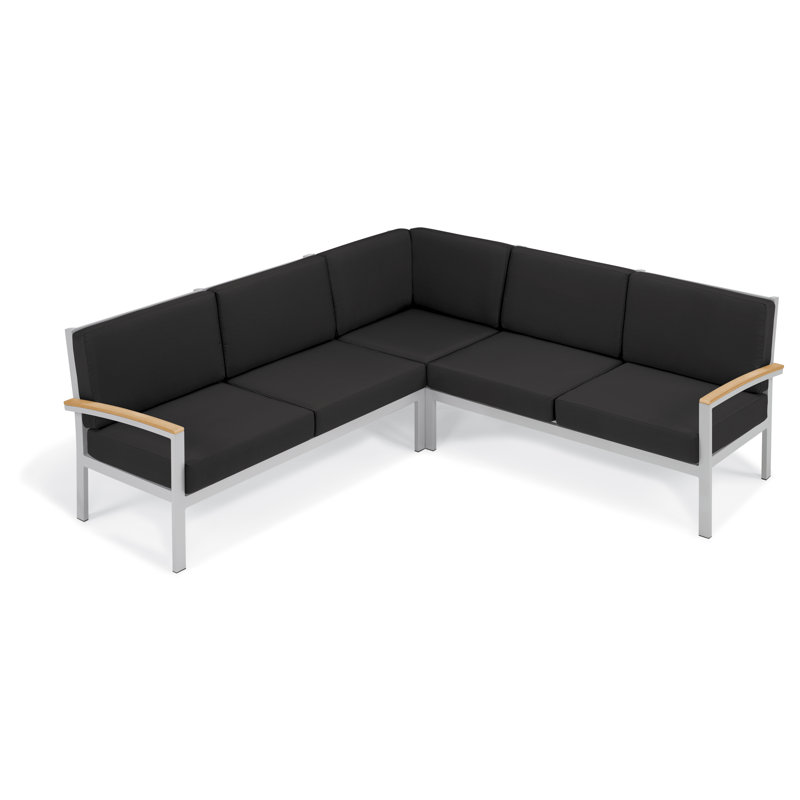 Travira Arm Sectional with Cushion, Tekwood Natural, Jet Black
