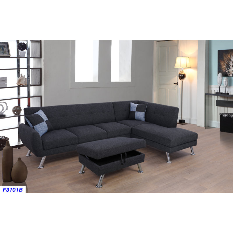Canapé et chaise longue avec repose-pieds Godbee, Accoudoir à gauche (vu de face)