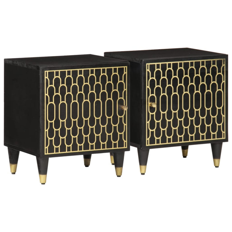 Adaysha 40cm W Solid + Manufactured Wood Bedside Table, Black