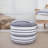 Mcginn Handmade Striped Coastal Farmhouse Blue Upholstered Pouf Ottoman, Small