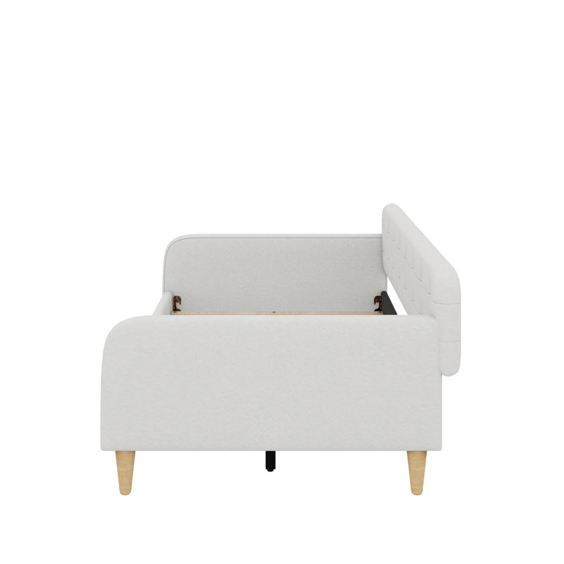 Lit de jour rembourré avec pieds, Beige, Simple