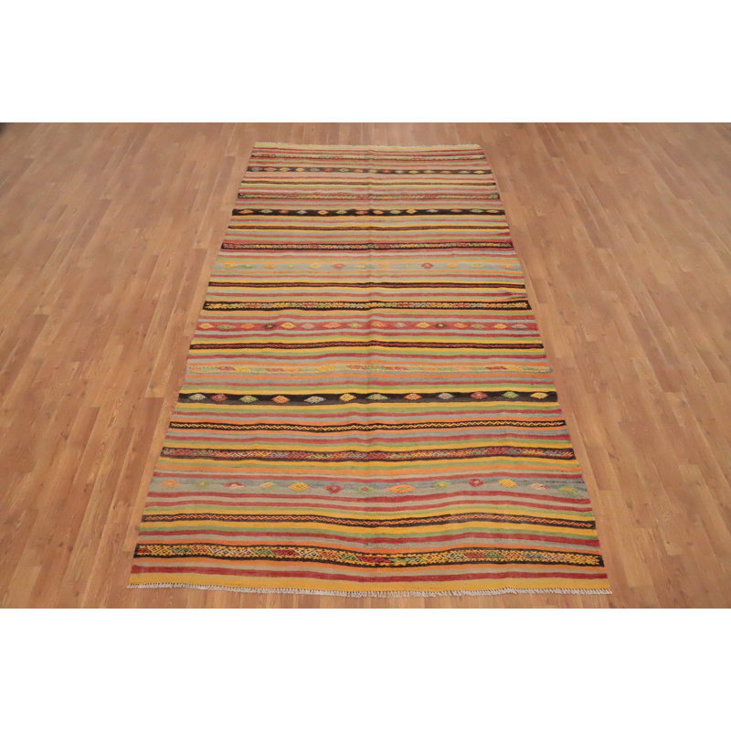 Tapis rayé en laine 5 x 5