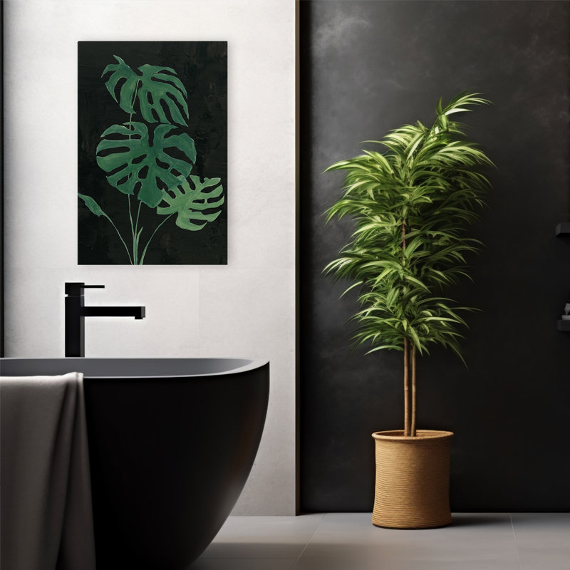 Palmier botanique I noir - art botanique noir frondes vert, H 24 po x l 16 po