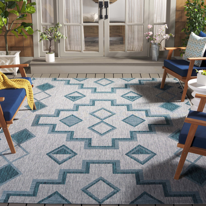 Amarien Geometric Indoor/Outdoor Area Rug, Rectangle 8' x 11'