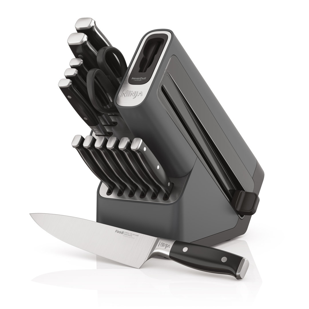 Ninja® Foodi® NeverDull Premium Knife System, 14-Piece Knife Block Set with Built-in Sharpener, Stainless Steel Knives, Black Ninja
