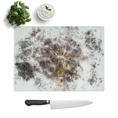 Tempered Glass a Dandelion Watercolour Chopping Board