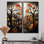 Cozy Village In Autumn Moonlit I - décoration murale brune
