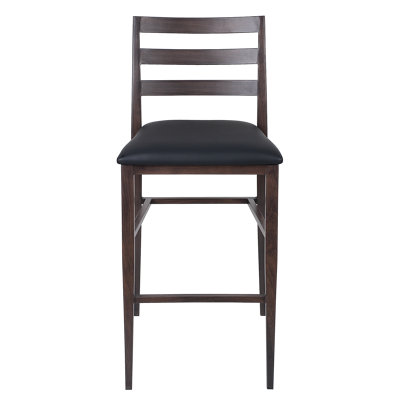 Tabouret de bar à dossier échelle H & D avec finition en métal grain de noyer