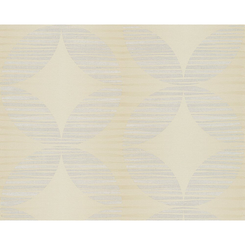 Rouleau de papier peint géométrique 33' l 21 po x l 21 po à traces graphiques rétro Somerford, Crème