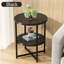 Table d'appoint ronde compacte avec 2 niveaux, décor campagnard pour petits espaces et utilisation polyvalente dans les chambres et les salons