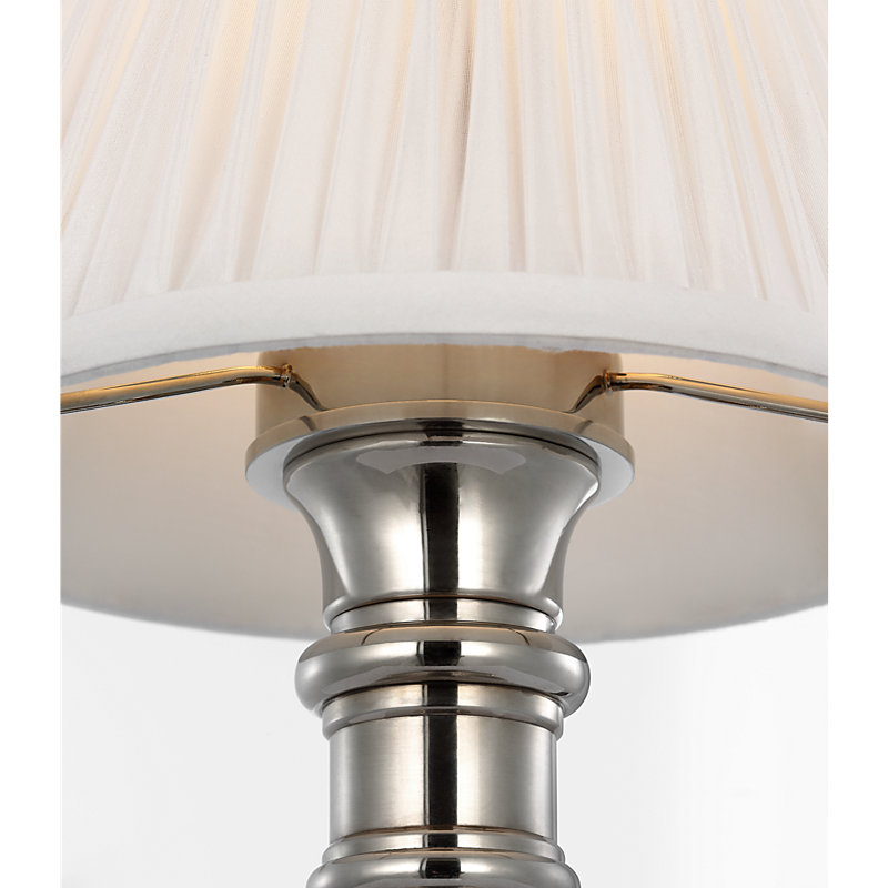 Thatcher 12" Cordless Accent Lamp with Silk Pleated Shade, 11.5" H x 6.5" W x 6.5" D, Butler's Silver