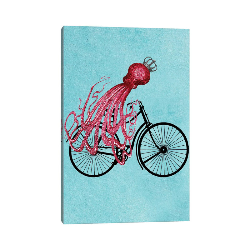 Octopus On Bicycle by Coco De Paris - Wrapped Canvas Gallery-Wrapped Canvas Giclée, 66.04cm H x 45.72cm W