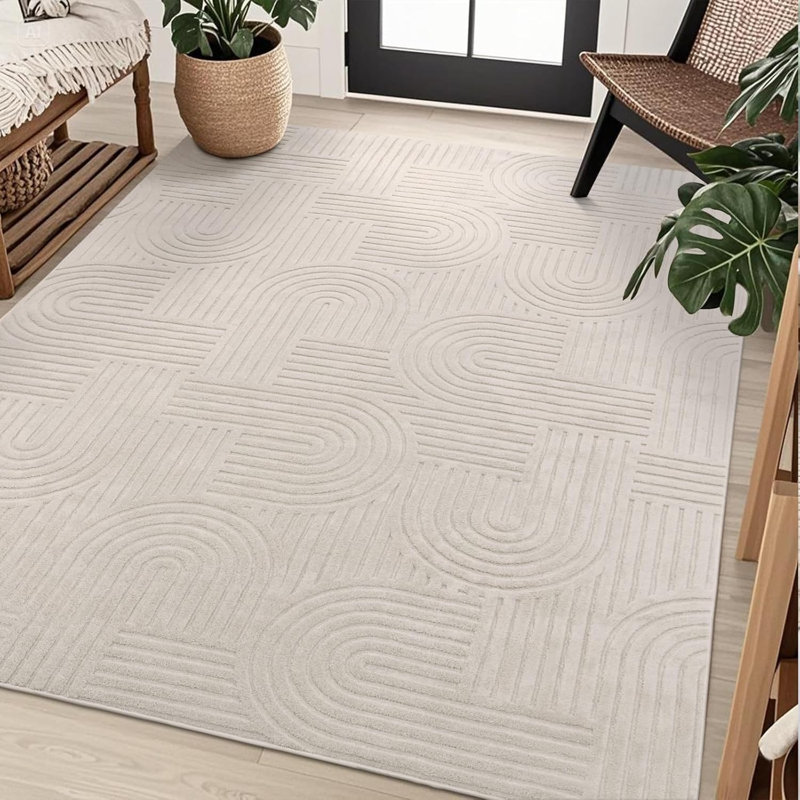 Tapis à poils longs doux et moelleux, Beige, Rectangle 6 pi x 9 pi