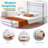Modern Metal Platform Bed Frame with Colorful Horizontal Bars - Multiple Colors Available, No Box Spring Needed, Sturdy Steel Construction, Easy Assembly-96050356-96050353