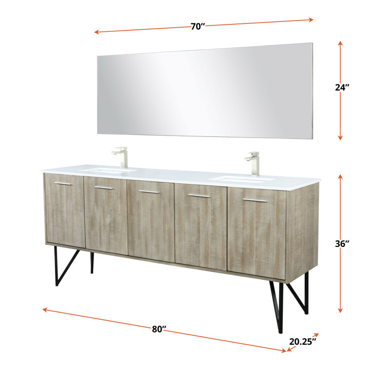 Lancy 80 in W x 20 in D Double Bath Vanity and Faucet Set, White Cultured Marble