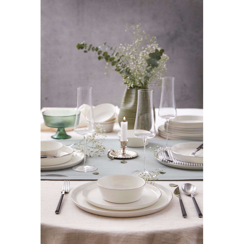 Service de vaisselle, Blanc / argenté