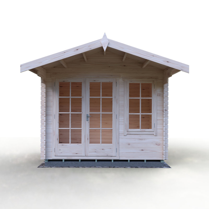 Glenmore 10 ft x 8 ft 28 mm Log Cabin Installed Including Base