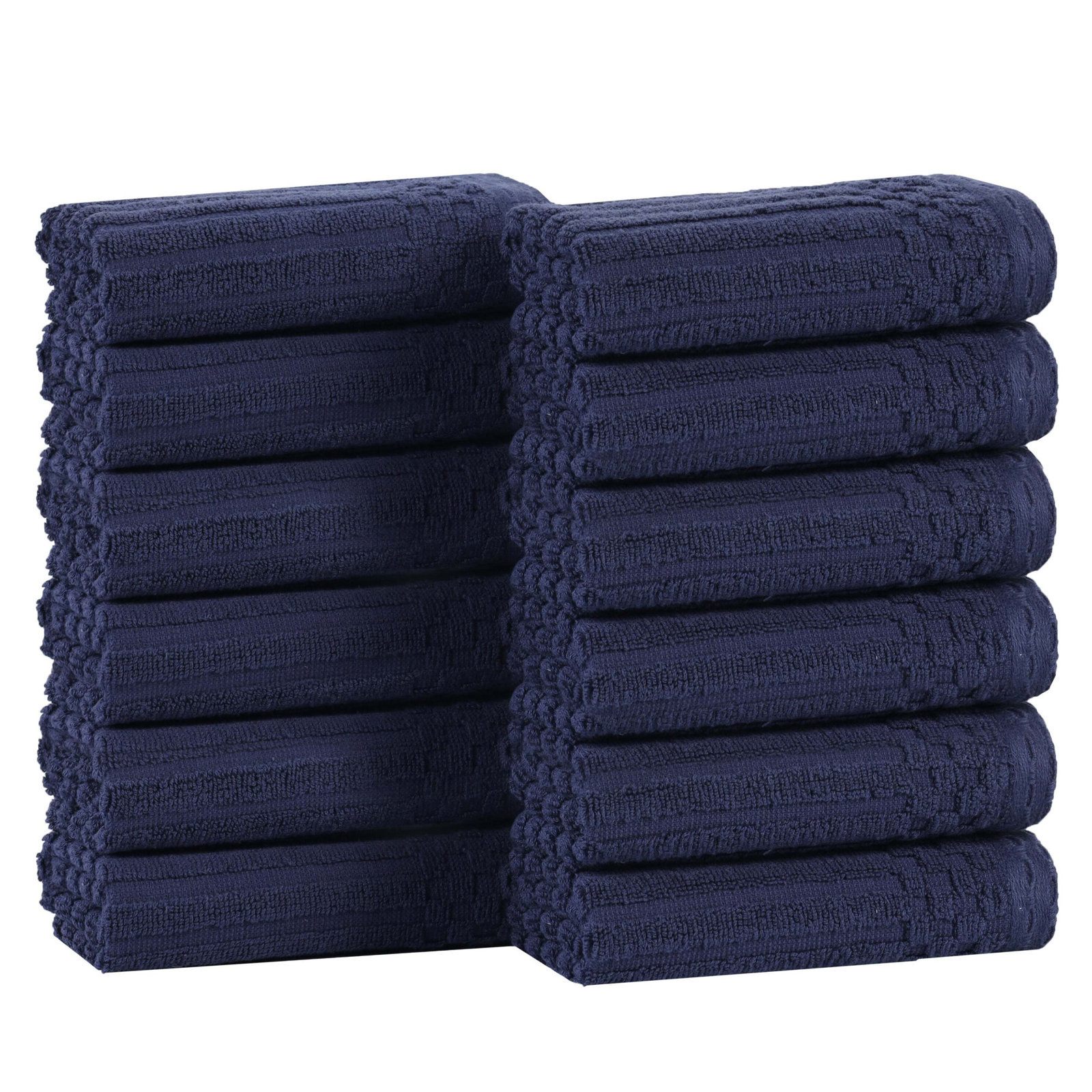 Juras Ribbed Cotton Washcloth Set, Navy Blue