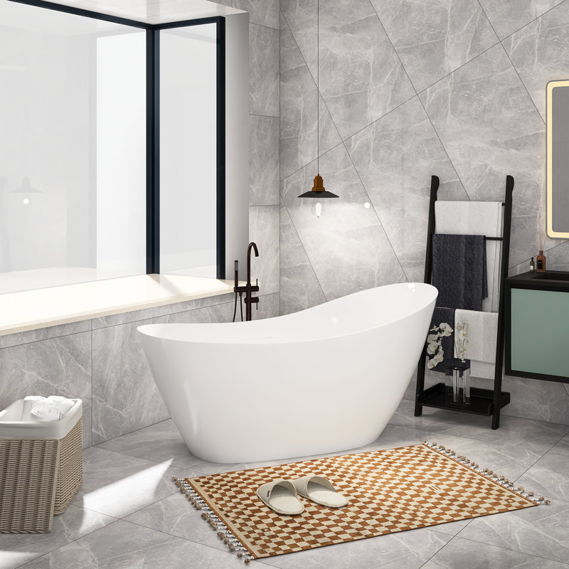 65'' x 29.5'' Freestanding Soaking Acrylic Bathtub