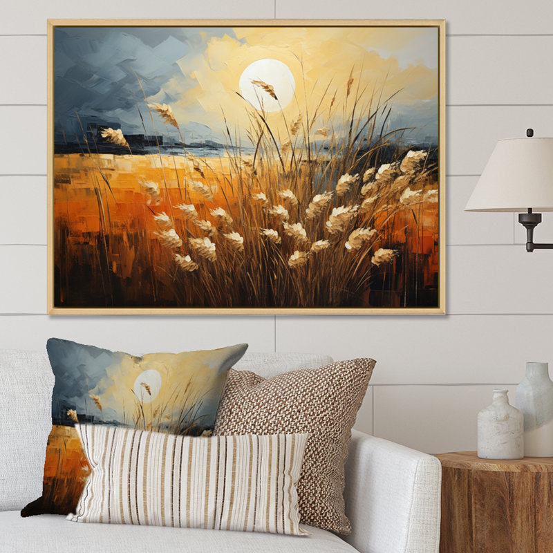 Beige des Prairies Bliss entrelacé sur toile, H 12 po x l 20 po x P 1 po, Cadre naturel flottant