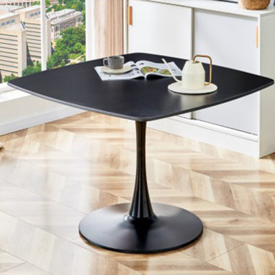 Black Rectangular Manufactured Wood Dining Table