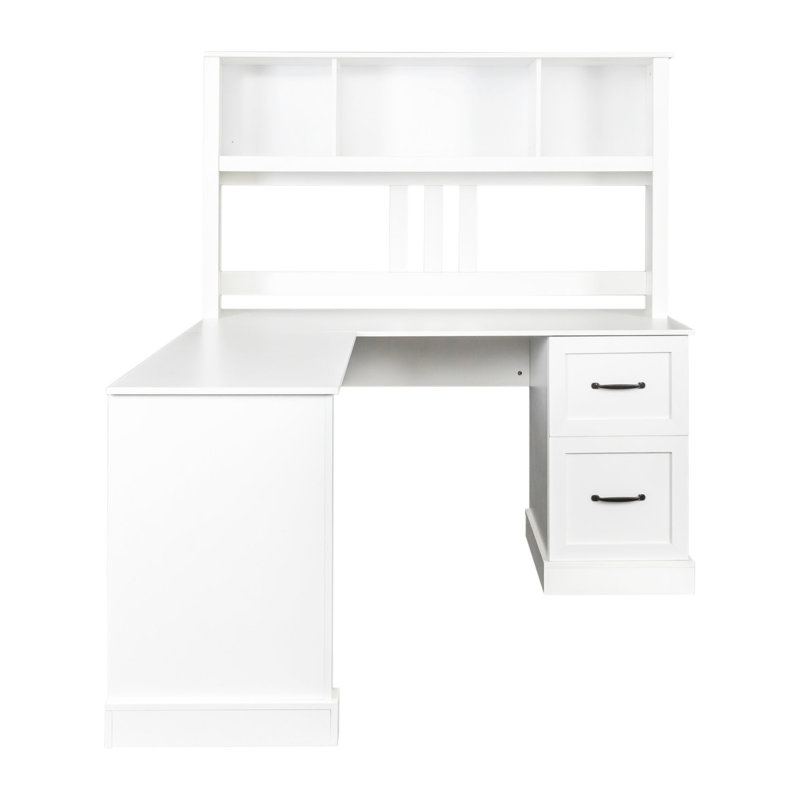 Bureau d'ordinateur à domicile avec huche, Blanc, H 63,19 po x l 58,48 po x P 59,01 po