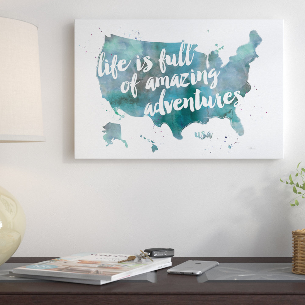 East Urban Home 'Adventures I' Textual Art on Wrapped Canvas | Wayfair