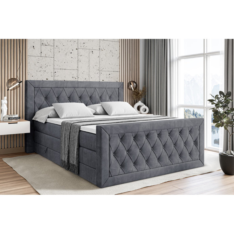 Falkner Pocket Spring Mattress Divan Bed Set, 180cm W x 200cm L, Dark gray
