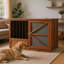 Mobilier de caisse pour chien en bois massif, chenil d'intérieur pliable avec table de bout multifonctionnelle rotative à 360 ° pour petits et moyens chiens, cage pour animaux portable avec plateau amovible et assemblage facile-1793641687