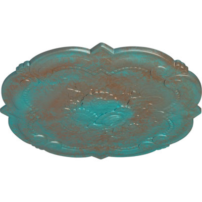 Médaillon de plafond victorien Endurathane, 24 po x 3/8 po x P 1 po, finition cuivre patiné peint à la main
