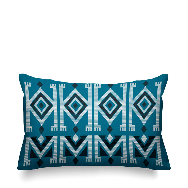  Housse de coussin rectangulaire pour l'extérieur Tribal, Turquoise
